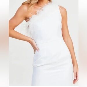 Altar’d state white one shoulder white dress